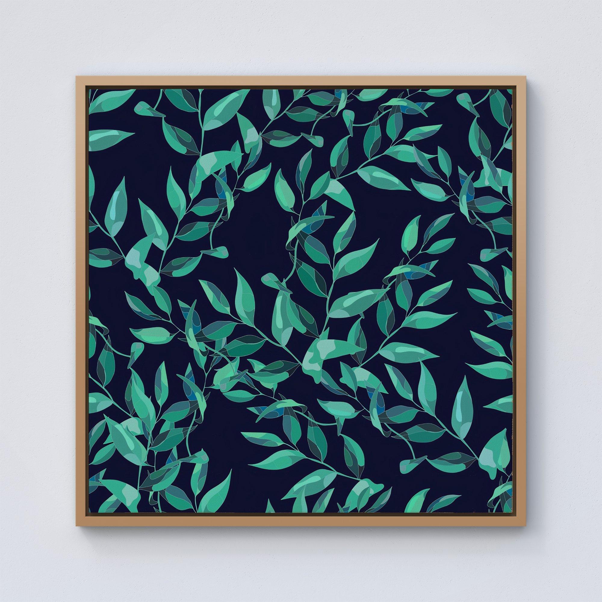 Delicate Green Foliage Framed Canvas